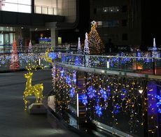 東口ペデデッキにイルミネーション